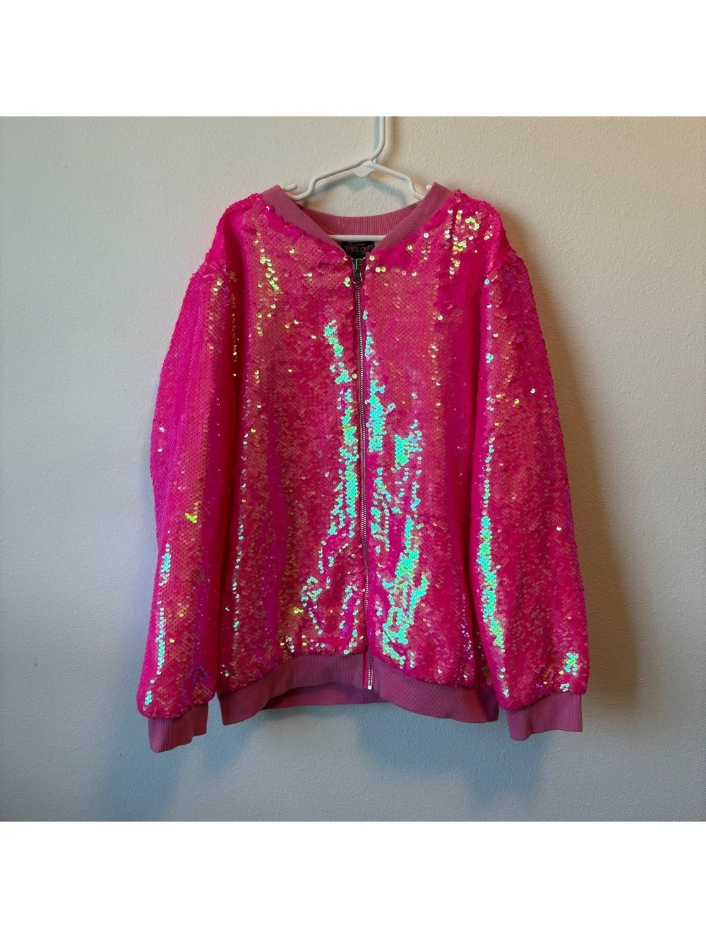 2019 JoJo Siwa Nickelodeon JoJo’s Closet Hot Pink Sequin Bomber Jacket XL 14/16